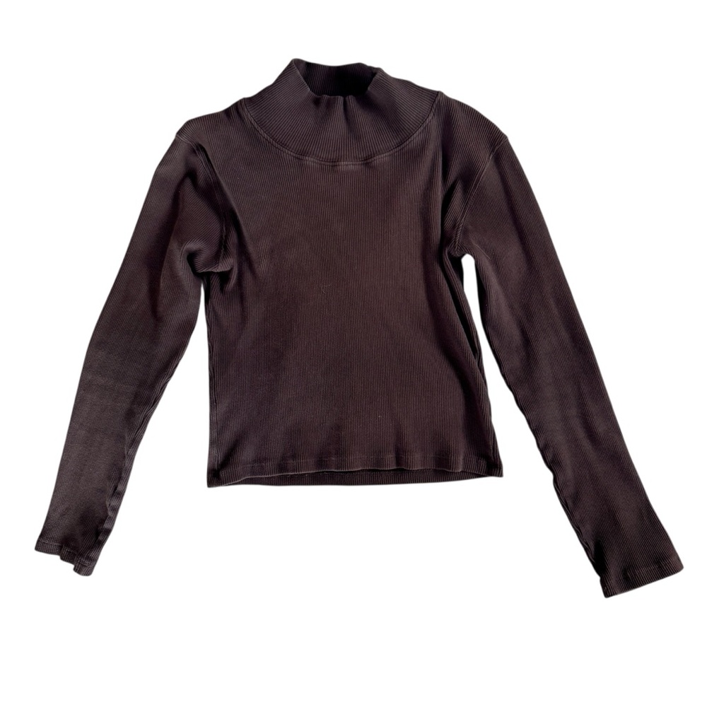 Big Bud Press Essential Turtleneck Crop - Espresso